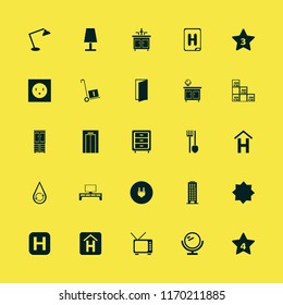wall vector icons set. with spade pitchfork, plug, tv and hospital sign in set