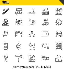 wall vector line icons set. decorative, brush and dressing table Icons. Thin line design. Modern outline graphic elements, simple stroke symbols stock illustration