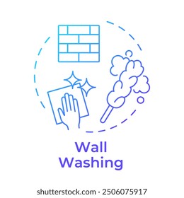 Wall washing blue gradient concept icon. Microfiber tool, dust remove. Housekeeping cleanup. Round shape line illustration. Abstract idea. Graphic design. Easy to use in infographic, presentation