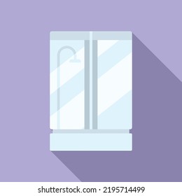 Wall Washroom Cabin Icon Flat Vector. Shower Stall. Glass Door