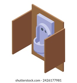 Icono de pared wc vector isométrico. Baño público. Puerta de habitación