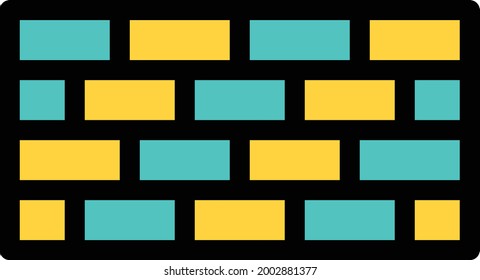 wall with white background.wall is a symbol of construction.colour line icon.