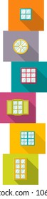 Wall. Window. Architecture. Multicolored. Building. Abstract. House. Vector background. Exterior. Cube.