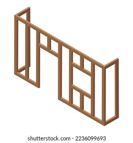 Wall wood repair icon isometric vector. Home renovation. Door old