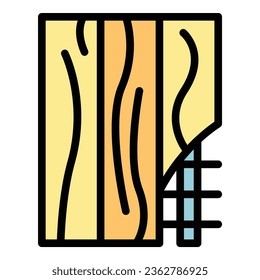 Wall wood repair icon outline vector. Home construction. Work tool color flat