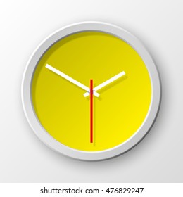 Wall or wrist Clock with arrows without numbers image. Simple Watch icon. Timer sign. Stopwatch banner. Vector illustration
