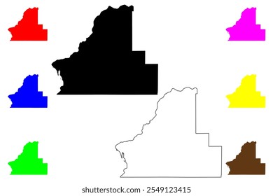 Walla Walla County, Estado de Washington (Condado dos EUA, Estados Unidos da América, EUA, EUA) mapa ilustração vetorial, esboço de rabisco Walla Walla mapa