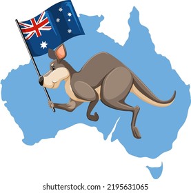 Wallaby Australian Animal Cartoon Illustration