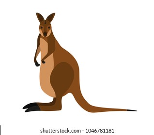 Wallaby. Cartoon Simple Color Illustration. Simple Logo.