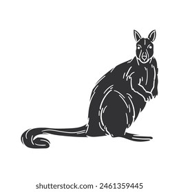 Wallaby Icon Silhouette Illustration. Australian Animals Vector Graphic Pictogram Symbol Clip Art. Doodle Sketch Black Sign.