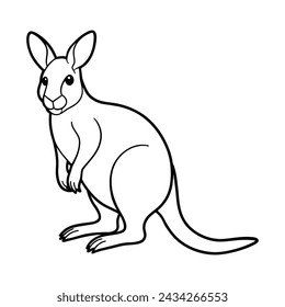 Wallaby illustration coloring page for kids