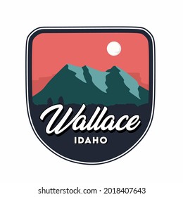 Wallace with mountain view and red sky