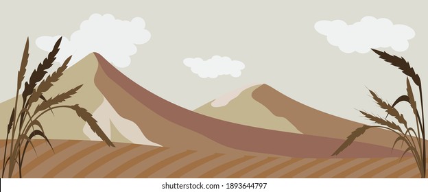Wallart-Landschaftsweizenfeld, Vektorgrafik 