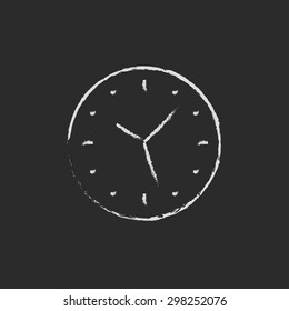 Wallclock hand drawn in chalk on a blackboard vector white icon on a black background