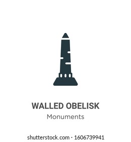 Walled obelisk glyph icon vector on white background. Flat vector walled obelisk icon symbol sign from modern monuments collection for mobile concept and web apps design.