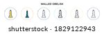 Walled obelisk icon in filled, thin line, outline and stroke style. Vector illustration of two colored and black walled obelisk vector icons designs can be used for mobile, ui, web