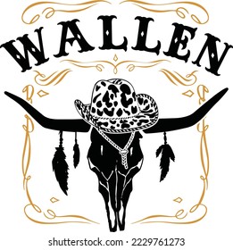 wallen bull skull yellow and black design in a white background 02 svg