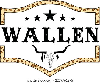wallen bull skull yellow and black design in a white background svg