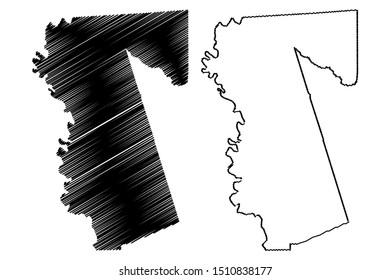 Waller County, Texas (Counties in Texas, United States of America,USA, U.S., US) map vector illustration, scribble sketch Waller map