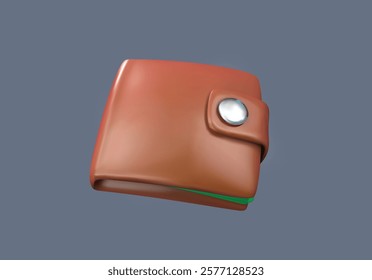 wallet 3d icon. brown leather wallet isolated vector 3d illustration.