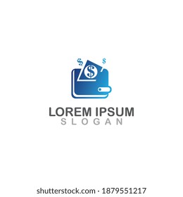 Wallet abstract logo vector illustration isolated flat logo design icon