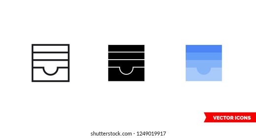 Wallet app icon of 3 types: color, black and white, outline. Isolated vector sign symbol.