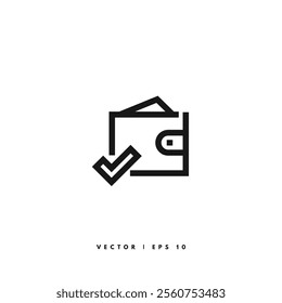 Wallet Approve Icon. Editable Stroke