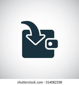 wallet arrow receive icon, on white background