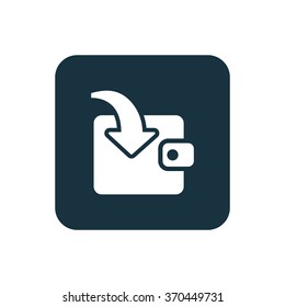 wallet arrow receive icon, on white background