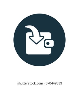 wallet arrow receive icon, on white background