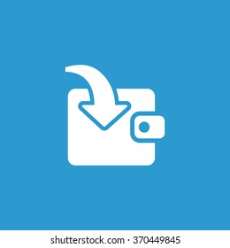wallet arrow receive icon, on blue background