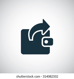 wallet arrow send icon, on white background
