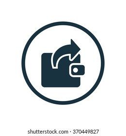 wallet arrow send icon, on white background
