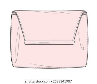 Wallet bag for women technical flat drawing vector mockup illustration.