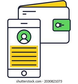 Wallet balance icon vector smartphone bank app. Finance transaction, money transfer and online payment method via mobile phone personal account