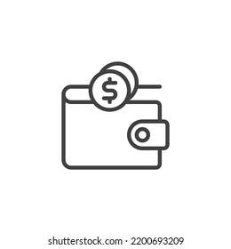 Wallet balance line icon. linear style sign for mobile concept and web design. Dollar money and wallet outline vector icon. Payment symbol, logo illustration. Vector graphics