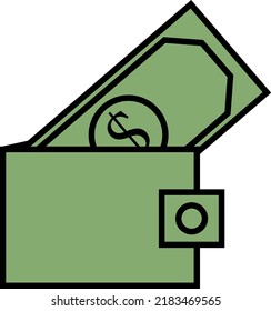 Wallet banknote, illustration, vector on a white background.