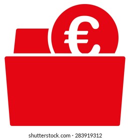 Wallet from BiColor Euro Banking Icon Set. Vector style: flat, red symbol, rounded angles, white background.