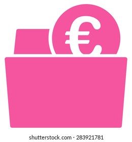 Wallet from BiColor Euro Banking Icon Set. Vector style: flat, pink symbol, rounded angles, white background.