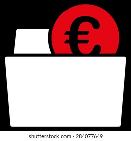 Wallet from BiColor Euro Banking Icon Set. Vector style: flat bicolor, red and white symbol, rounded angles, black background.
