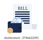 Wallet With Bills and Coin Near Document