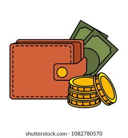 wallet with bills and coins money