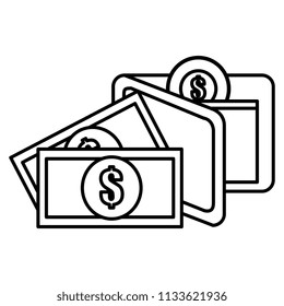 wallet with bills and coins money