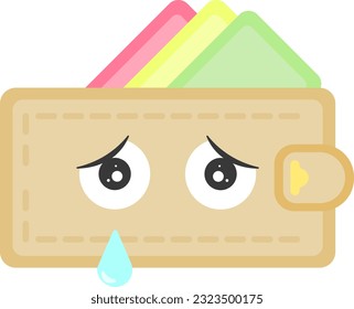 Wallet with bills, crying, hard to make ends meet, inflation.