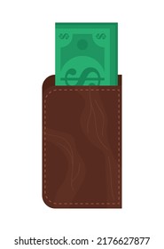 wallet with bills dollars icon