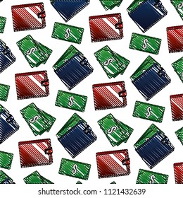 wallet with bills dollars pattern