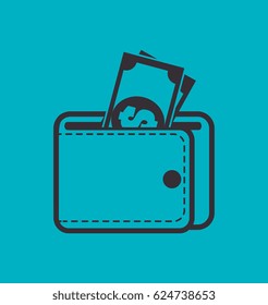 wallet bills money cash design isolated