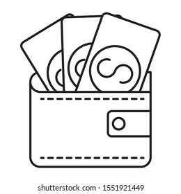 wallet with bills money dollars vector illustration design