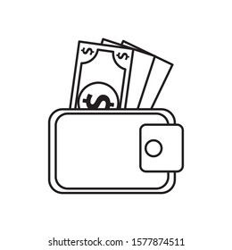 wallet with bills money dollars vector illustration design