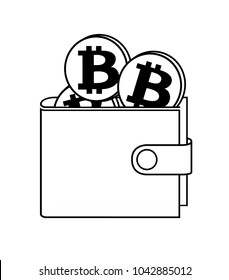 wallet of bitcoin, crypto currensy in the wallet, design concept black and white